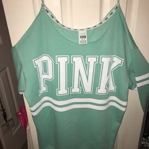 Turquoise off the shoulder sweatshirt